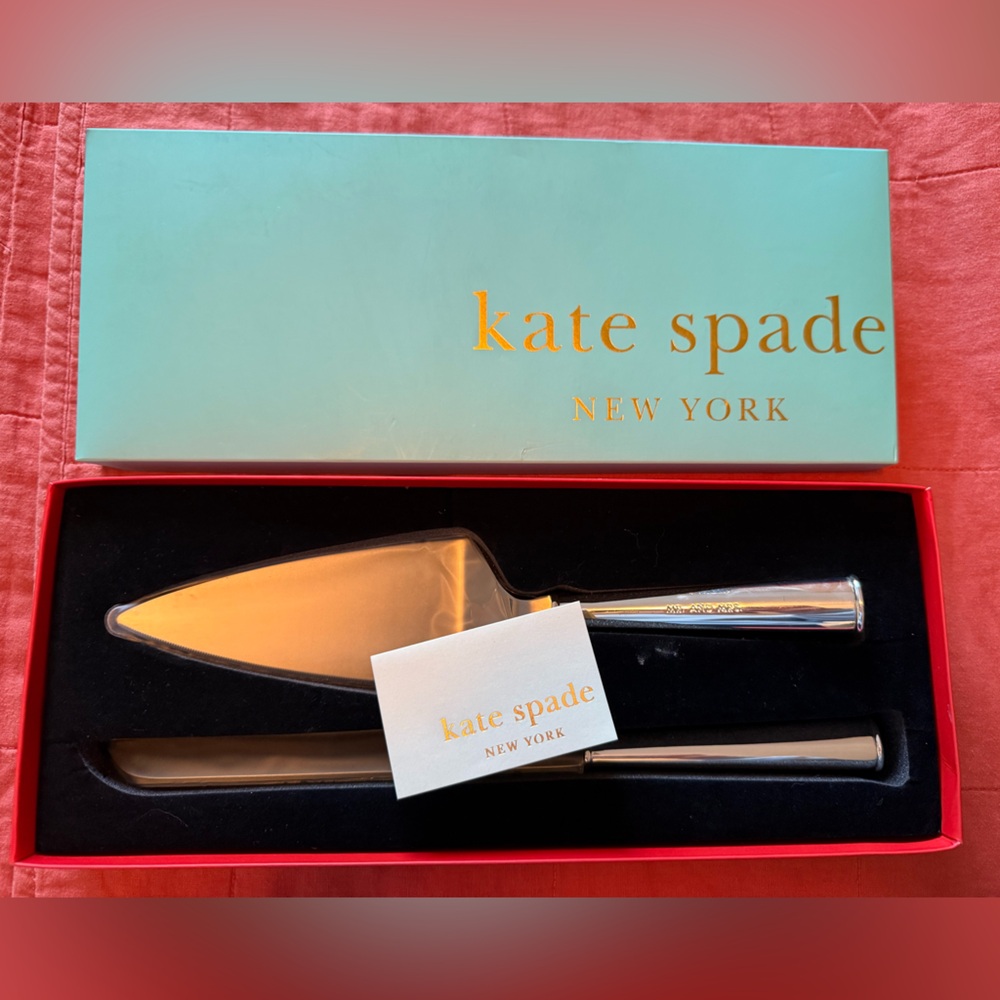 Kate Spade Mr. & Mrs. Silver Cake Knife and Server Set
